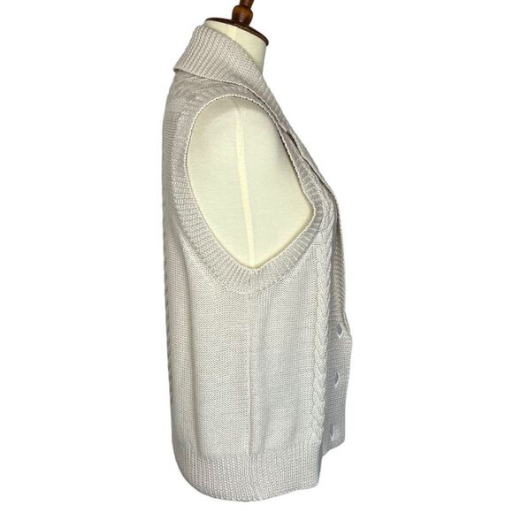 ORVIS cable knit sweater vest button front beige size S - Picture 7 of 10